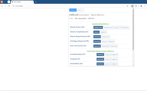 Simple CVSS Calculator Chrome Extension from Chrome web store to be run with OffiDocs Chromium online Simple CVSS Calculator Chrome Extension from Chrome web store to be run with OffiDocs Chromium online