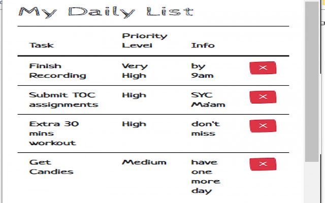 来自 Chrome 网上商店的简单每日待办事项列表将与 OffiDocs Chromium 在线一起运行