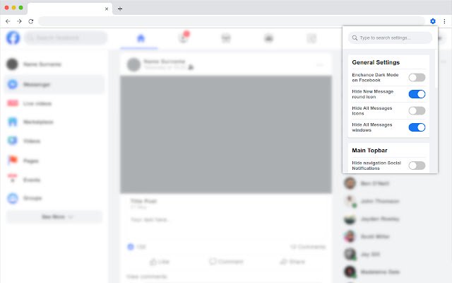 Simpleng Facebook Customizer mula sa Chrome web store na tatakbo sa OffiDocs Chromium online