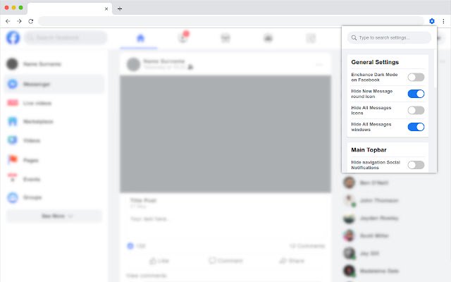 Penyesuai Facebook sederhana dari toko web Chrome untuk dijalankan dengan OffiDocs Chromium online