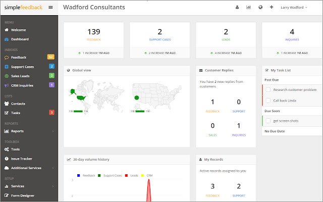 SimpleFeedback CRM Services  from Chrome web store to be run with OffiDocs Chromium online