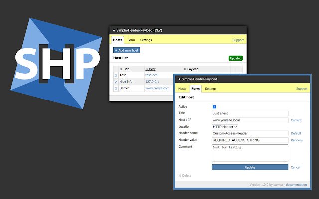 Simple Header Payload  from Chrome web store to be run with OffiDocs Chromium online