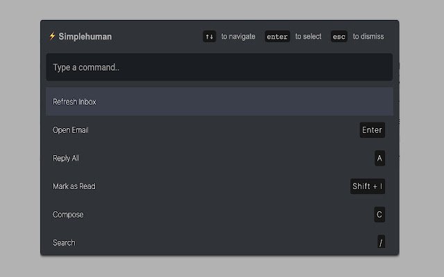 Simplehuman easy shortcuts for Gmail  from Chrome web store to be run with OffiDocs Chromium online