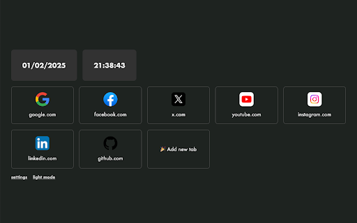 Simple newtab  from Chrome web store to be run with OffiDocs Chromium online
