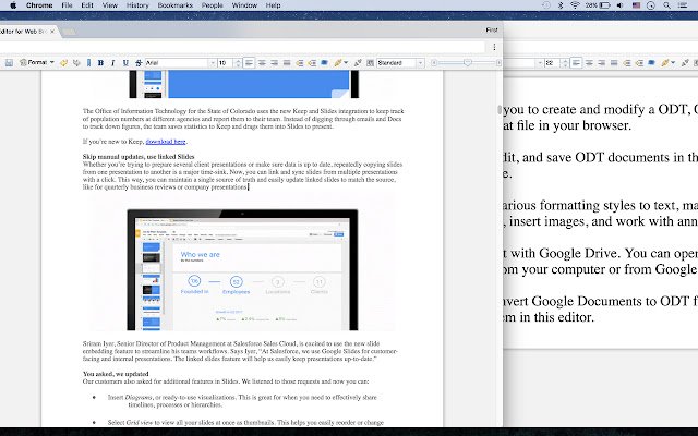 Semplice editor di documenti ODT dal web store di Chrome da eseguire con OffiDocs Chromium online