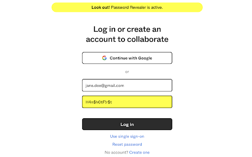 Simple Password Revealer  from Chrome web store to be run with OffiDocs Chromium online