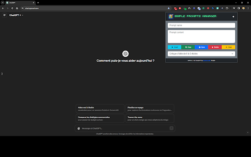 Simple prompts manager  from Chrome web store to be run with OffiDocs Chromium online