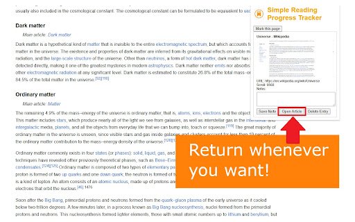 Simple Reading Progress Tracker  from Chrome web store to be run with OffiDocs Chromium online