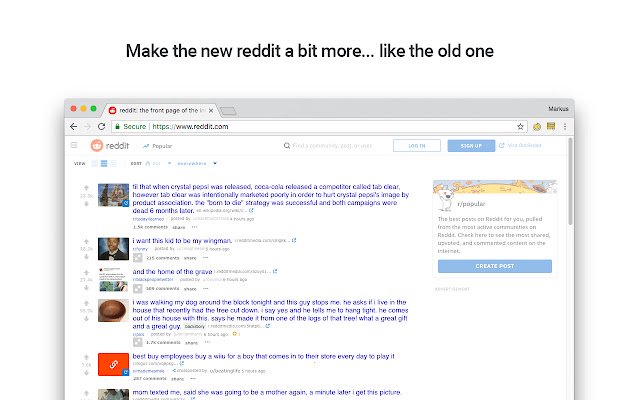 Simple Reddit  from Chrome web store to be run with OffiDocs Chromium online