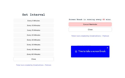 Simple Screen Break  from Chrome web store to be run with OffiDocs Chromium online