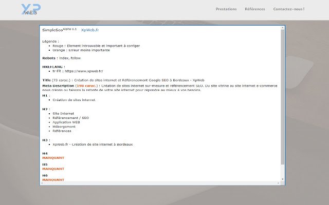 SimpleSeo XpWeb.fr  from Chrome web store to be run with OffiDocs Chromium online