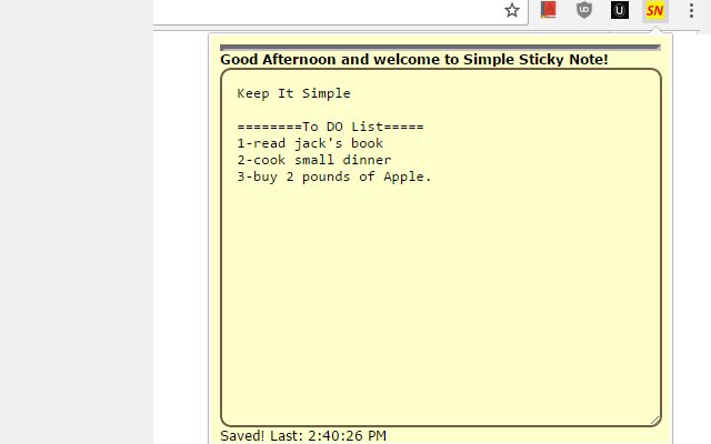 Simple Sticky Note mula sa Chrome web store na tatakbo sa OffiDocs Chromium online