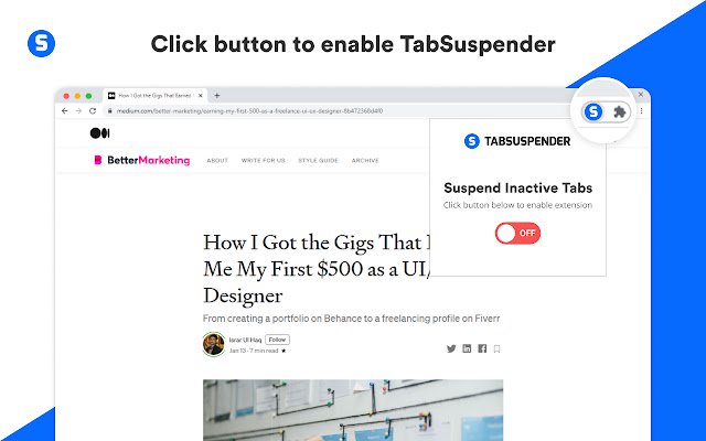 Eenvoudige Tab Suspender uit de Chrome-webwinkel om uit te voeren met OffiDocs Chromium online