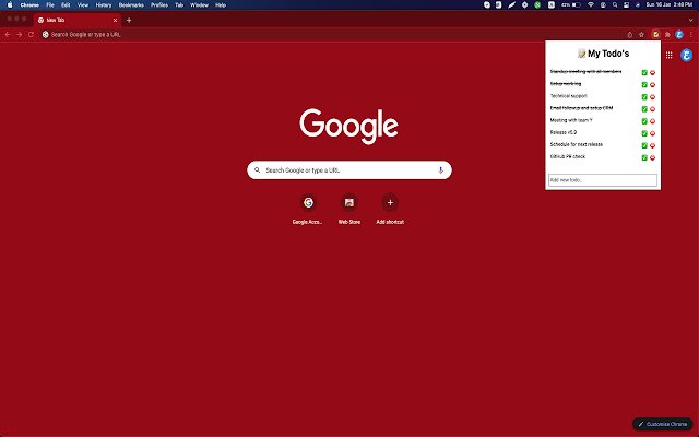 Simple Todo  from Chrome web store to be run with OffiDocs Chromium online