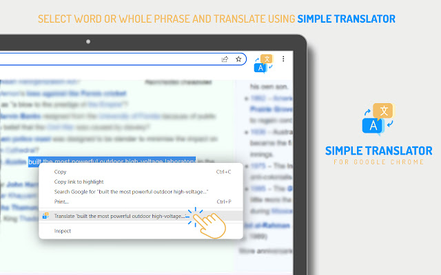 Simple Translate Translator  dictionary  from Chrome web store to be run with OffiDocs Chromium online