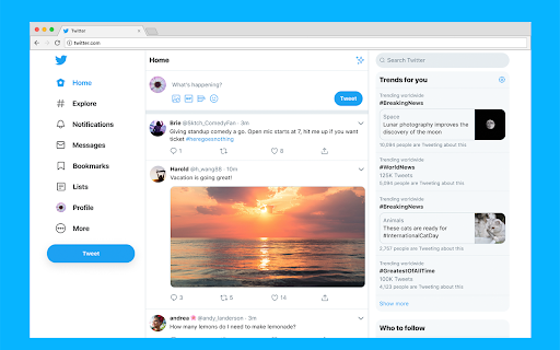 Simple Twitter  from Chrome web store to be run with OffiDocs Chromium online