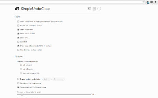 SimpleUndoClose  from Chrome web store to be run with OffiDocs Chromium online