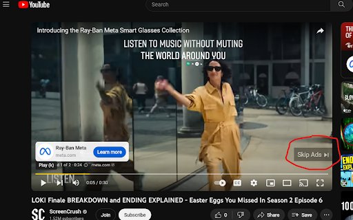 Simple YouTube Ad Skipper  from Chrome web store to be run with OffiDocs Chromium online