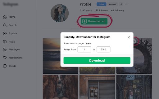 Simplify. Downloader for Instagram  from Chrome web store to be run with OffiDocs Chromium online