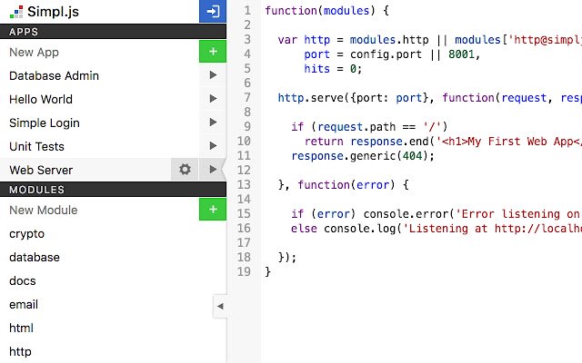 Simple.js จาก Chrome เว็บสโตร์ที่จะรันด้วย OffiDocs Chromium ทางออนไลน์