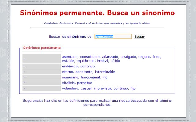 Sinónimos mula sa Chrome web store na tatakbo sa OffiDocs Chromium online