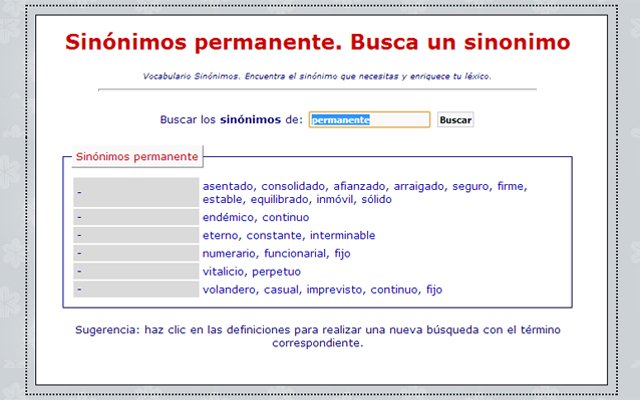 Sinónimos  from Chrome web store to be run with OffiDocs Chromium online