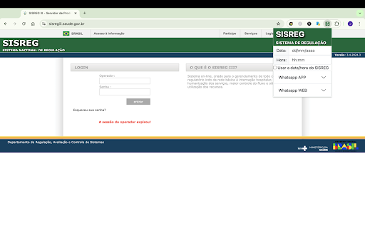 SISREG Whatsapp  from Chrome web store to be run with OffiDocs Chromium online