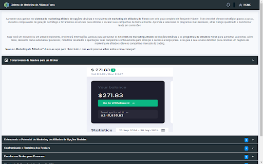 Sistema de Marketing de Afiliados Forex  from Chrome web store to be run with OffiDocs Chromium online
