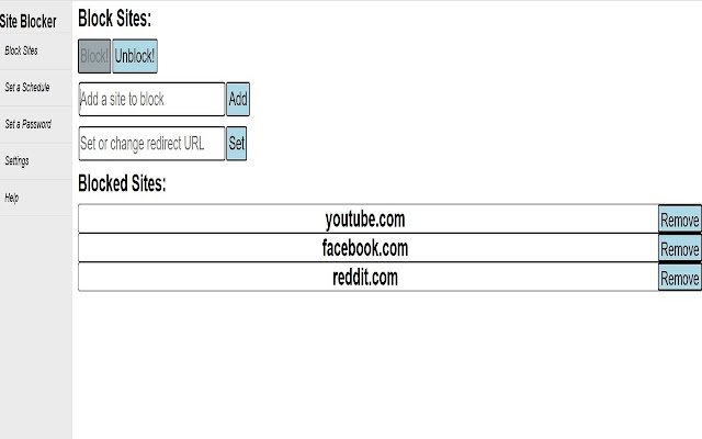 Penyekat Tapak (Percuma) daripada kedai web Chrome untuk dijalankan dengan OffiDocs Chromium dalam talian