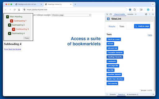 SiteLint Web Audit Tools  from Chrome web store to be run with OffiDocs Chromium online