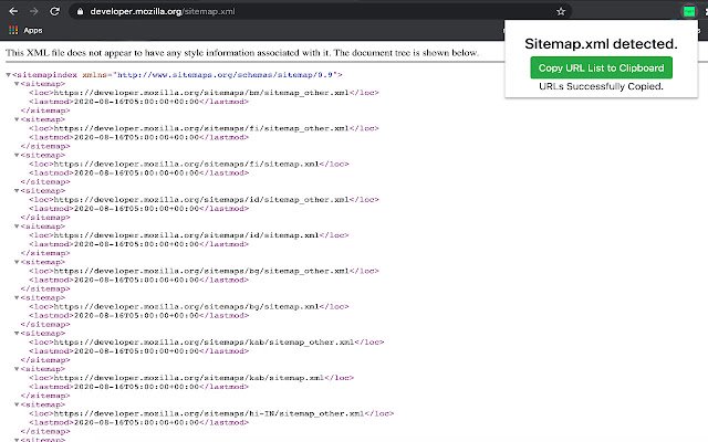 Sitemap Parser  from Chrome web store to be run with OffiDocs Chromium online