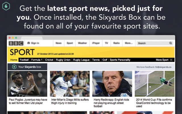 Sixyards: personalised sport news  from Chrome web store to be run with OffiDocs Chromium online Sixyards: personalised sport news  from Chrome web store to be run with OffiDocs Chromium online