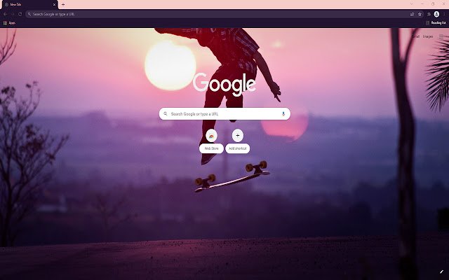 Chrome 网上商店的 Skateboard Sunset Insider New Tab 将与 OffiDocs Chromium 在线一起运行
