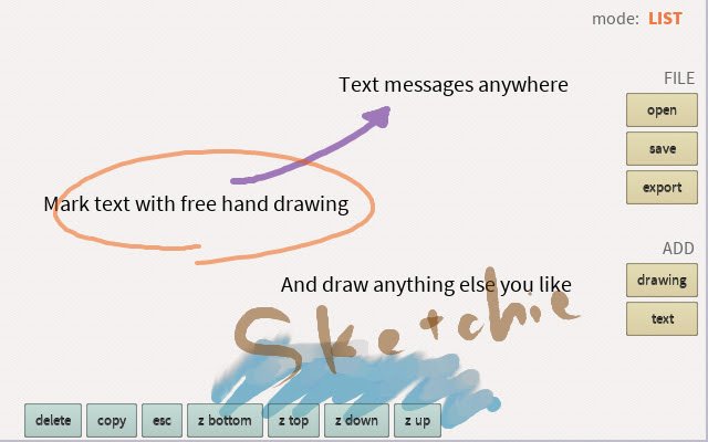 Sketchie dal negozio web di Chrome può essere eseguito con OffiDocs Chromium online