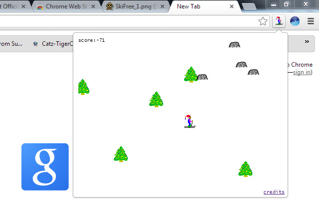 SkiFree  from Chrome web store to be run with OffiDocs Chromium online