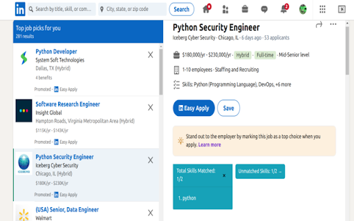 Skills Highlighter For Linkedin And Indeed  from Chrome web store to be run with OffiDocs Chromium online