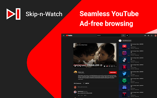 Skip n Watch  from Chrome web store to be run with OffiDocs Chromium online