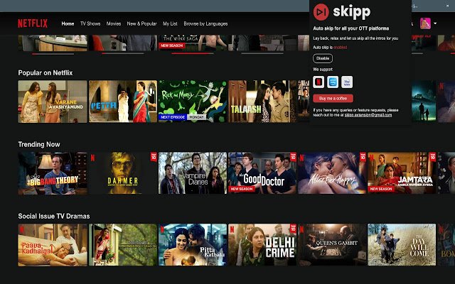 Skipp Pomiń intra Netflix, Prime, Hotstar ze sklepu internetowego Chrome do uruchomienia z OffiDocs Chromium online