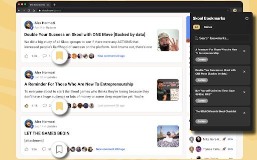 Skool Bookmarks  from Chrome web store to be run with OffiDocs Chromium online