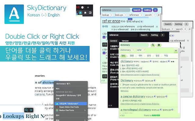 SkyDictionary 멀티 네이버 사전 aus dem Chrome Web Store zur Ausführung mit OffiDocs Chromium online