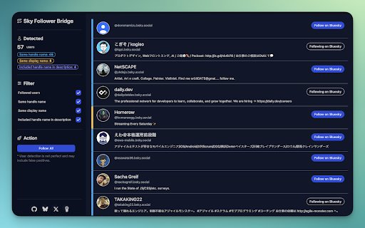 Sky Follower Bridge  from Chrome web store to be run with OffiDocs Chromium online