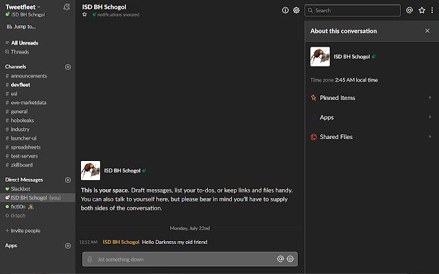 Slack dark mode  from Chrome web store to be run with OffiDocs Chromium online