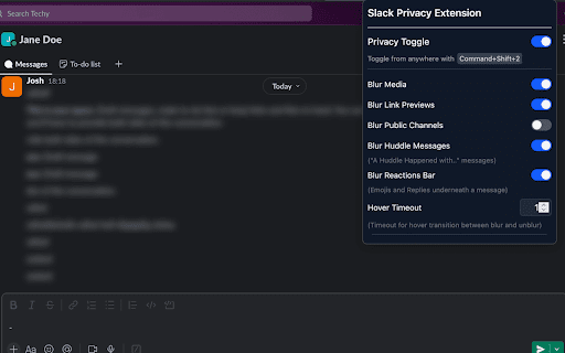 Slack Privacy Extension  from Chrome web store to be run with OffiDocs Chromium online