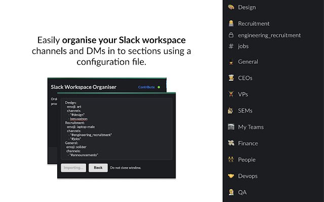 Slack Workspace Organizer از فروشگاه وب Chrome برای اجرا با OffiDocs Chromium به صورت آنلاین