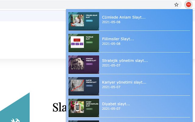 Slayt Programı dal Chrome Web Store da eseguire con OffiDocs Chromium online