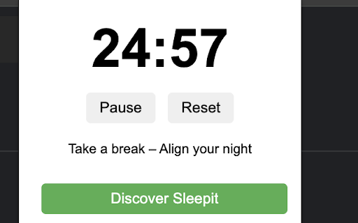 Sleepit • Pomodoro Break from Chrome web store to be run with OffiDocs Chromium online Sleepit • Pomodoro Break from Chrome web store to be run with OffiDocs Chromium online
