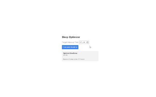 Sleep Time Optimizer from Chrome web store to be run with OffiDocs Chromium online Sleep Time Optimizer from Chrome web store to be run with OffiDocs Chromium online