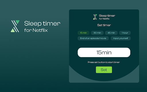 Sleep timer for Netflix  from Chrome web store to be run with OffiDocs Chromium online
