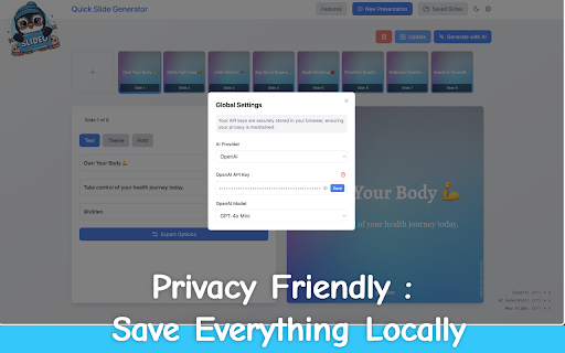Slideo Social Media Content Creator  from Chrome web store to be run with OffiDocs Chromium online
