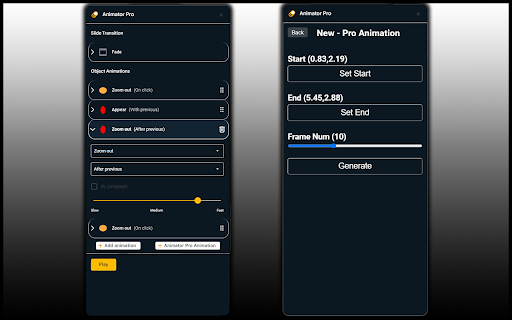 Slides Animator Pro  from Chrome web store to be run with OffiDocs Chromium online